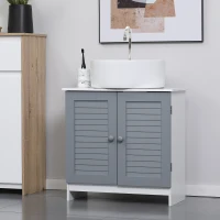 kleankin Mobilier Sub Lavoar pentru Baie, din MDF, 60x30x60cm, Gri si Alb(m-2)