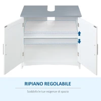 kleankin Mobilier Sub Lavoar Baie cu 2 Usi din MDF, 60x33x60cm, Gri si Alb(m-5)