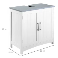 kleankin Mobilier Sub Lavoar Baie cu 2 Usi din MDF, 60x33x60cm, Gri si Alb(m-3)