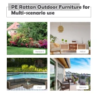 Outsunny 6-Seater Rattan Sofa Furniture Set W/Cushions, Steel Frame-Brown(m-7)