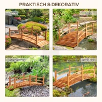 Outsunny Garden Bridge 1.85m Wooden Bridge Walkable Pond Bridge Decorative Bridge with Railing up to 200 kg Solid Wood Orange(m-6)
