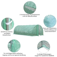 Outsunny® Gewächshaus mit 2 Fenstern Foliengewächshaus 18 m²(m-4)