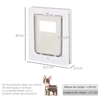 PawHut Porta para Cães e Gatos com Fechadura Magnética 2 Vias de Sistema de Bloqueio Porta para Animais de Estimação para Entrada e Saída Fácil de Instalar 31,5x5,5x39cm  Branco(m-3)