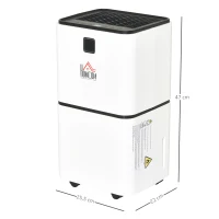 HOMCOM® Luftentfeuchter mit 3 Modi un 24 h Timer Raumentfeuchter ABS Weiß(m-3)