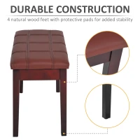 HOMCOM Faux Leather Piano Stool Makeup Dressing Stool Bench Dressing Table Seat with Storage 75L x 35W x 49H (cm) - Brown(m-6)