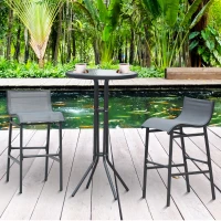 Outsunny® Garten Bartisch Set 3-tlg. Barset Gartenbar Sitzgruppe Barhocker Metall Grau(m-2)