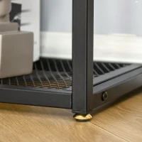 HOMCOM Industrial Style Console Table Sofa Table with Tempered Glass Top and Steel Frame for Living Room Hallway Entrance(m-7)