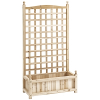 Outsunny plantenbak met latwerk natuurlijk hout 64 x 28 x 120 cm