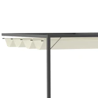 Outsunny 4 x 3(m) Outdoor Lean To Pergola Retractable Canopy Wall Mounted Gazebo Patio Shelter Sun Shade, Beige(m-7)