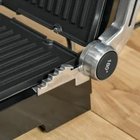 HOMCOM Kontaktgrill Elektrogrill für 4 Scheibe Sandwiches Toasts Steak Panini 2000W Tischgrill BBQ mit regelbarem Thermostat 180 Grad aufklappbar Aluminium Edelstahl Silber+Schwarz 36,6x35,7x16,2 cm(m-6)