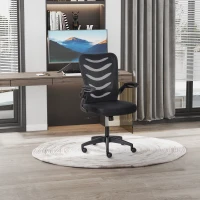 Vinsetto Mesh Office Chair for Home Swivel Task Desk Chair with Lumbar Back Support, Flip-Up Arm, Adjustable Height, Black(m-13)