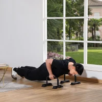 HOMCOM opdrukgrepen, set van 2, antislip opdrukgrepen, opdrukstangen, parallettes, opdrukoefeningen voor spier- en krachttraining, staal(m-2)