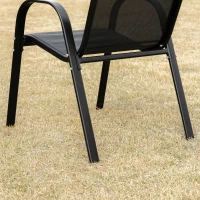 Outsunny set van 2 tuinstoelen stapelstoelen met armleuningen eetkamerstoelen tuin metaal mesh-stof zwart 70 x 54 x 90 cm(m-7)