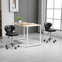 HOMCOM set van 2 werkkrukken met rugleuning, zwenkkruk van kunstleer, draaikruk met rugleuning, cosmetische kruk, 72-87 cm, in hoogte verstelbaar, kantoor, donkergrijs, 45 x 47 x 72-87 cm(m-10)