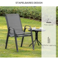 Outsunny set van 2 tuinstoelen stapelstoelen met armleuningen eetkamerstoelen tuin metaal mesh-stof grijs 70 x 54 x 90 cm(m-5)