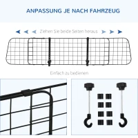 PawHut veiligheidshek auto zwart 152 cm x 30 cm(m-4)
