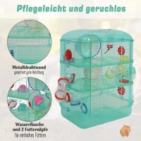 PawHut Kleintierkäfig Laufrad Futternapf Trinkflasche Grün 40,5 x 28 x 55 cm(m-6)