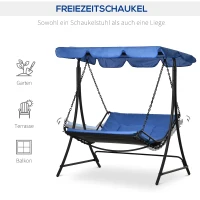 Outsunny schommelligbed Hollywoodschommel tuin ligbank voor buiten met dak voor 2 personen staal blauw 164 x 116 x 176 cm(m-5)