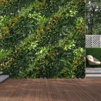 Outsunny 12 Stuks Kunstplant Muurhaag 50x50 cm Uv-bescherming Privacyscherm Meerbladig Ontwerp Haagplant voor Tuin Outdoor Decor(m-10)