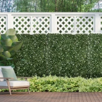 Outsunny 12 stuk kunstplant muurhaag 50 x 50 cm UV-bescherming privacyscherm rododendronbladeren design haagplant voor tuin outdoor decor(m-9)