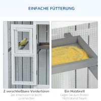 PawHut Houten Volière Vogelkooi met Zitstok Asfalt Dak Binnen/Buiten Waterdicht 112 x 68 x 154 cm(m-4)