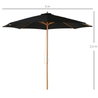 Outsunny Parasol Bamboe Zwart 3 x 2,5 m(m-3)