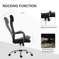 Vinsetto High-Back Office Chair Mesh Fabric Swivel Computer Desk Chair Home Study Chair with Wheels, Electroplate Steel Frame, Arm, Black(m-4)