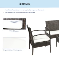 Outsunny poly rotan tuinmeubelset 4 delig bruin+crème wit(m-7)