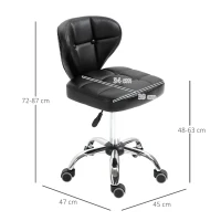 HOMCOM set van 2 werkkrukken met rugleuning, zwenkkruk van kunstleer, draaikruk met rugleuning, cosmetische kruk, 72-87 cm, in hoogte verstelbaar, kantoor, donkergrijs, 45 x 47 x 72-87 cm(m-3)