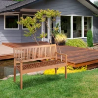 Ławka ogrodowa Outsunny ławka zewnętrzna ławka na taras dla 2 osób, klasyczny design, drewno topolowe, kolor żółty, 126,8 x 62 x 91,3 cm(m-9)