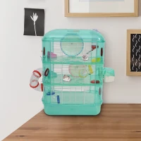 PawHut Kleintierkäfig Laufrad Futternapf Trinkflasche Grün 40,5 x 28 x 55 cm(m-9)