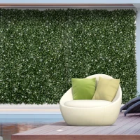 Outsunny 12 stuk kunstplant muurhaag 50 x 50 cm UV-bescherming privacyscherm rododendronbladeren design haagplant voor tuin outdoor decor(m-2)