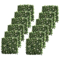 Outsunny 12 stuk kunstplant muurhaag 50 x 50 cm UV-bescherming privacyscherm rododendronbladeren design haagplant voor tuin outdoor decor(m-10)