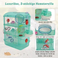 PawHut Kleintierkäfig Laufrad Futternapf Trinkflasche Grün 40,5 x 28 x 55 cm(m-4)