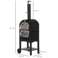 Outsunny pizzaoven BBQ 3 niveaus zwart + zilver 63 x 54 x 161 cm(m-3)