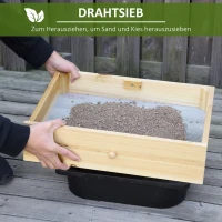 Outsunny Planttafel Tuintafel met Wastafel Houten Bloementafel met Ladehaak Mandplank Tuinterras Naturel 107,5 x 46 x 142 cm(m-5)