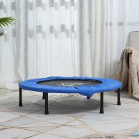HOMCOM Φ96cm Mini Fitness Trampoline Home Gym Yoga Exercise Rebounder Indoor Outdoor Jumper w/ Safety Pad, Support Up to 100 KG, Blue and Black(m-10)