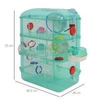 PawHut Kleintierkäfig Laufrad Futternapf Trinkflasche Grün 40,5 x 28 x 55 cm(m-3)