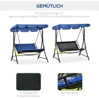 Outsunny schommelligbed Hollywoodschommel tuin ligbank voor buiten met dak voor 2 personen staal blauw 164 x 116 x 176 cm(m-7)
