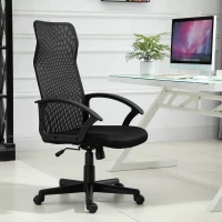 Vinsetto Executive High Mesh Back Office Chair w/ Fixed Armrests Adjustable Height Wheels Wide Padded Seat Home Work Comfort Support Black(m-2)