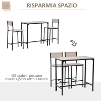 HOMCOM Tavolo da Bar con 2 Sedie, Set da 3 Pezzi in MDF naturale, 89x45x87 cm, Nero(m-5)
