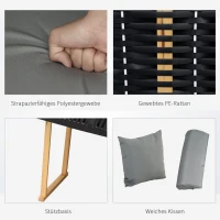 Outsunny strandstoel met dak rotan look klaptafel lichtgrijs 118 x 79 x 150 cm(m-6)