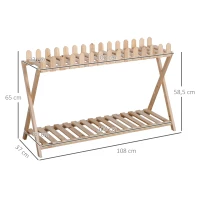 Outsunny Blumenregal aus Holz 2-stufiger Pflanzenständer Blumenständer Natur innen draußen 108 x 37 x 65 cm(m-3)