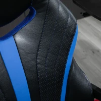 Vinsetto Computer Gaming Chair, Desk Chair with Breathable PU Leather Back and Seat, Soft Padded Armrests and Rolling Wheels for Adults and Gamers, Blue(m-10)