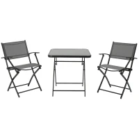 Outsunny opvouwbare 3-delige zitgroep. Zwart & grijs;(m-1)