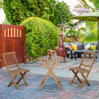 Outsunny 3-częściowy zestaw ogrodowy zestaw na taras komplet stolik z krzesłami, zestaw bistro, drewno sosnowe, kolor naturalny(m-2)