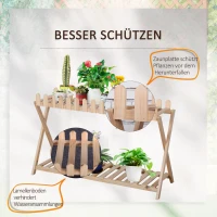 Outsunny Blumenregal aus Holz 2-stufiger Pflanzenständer Blumenständer Natur innen draußen 108 x 37 x 65 cm(m-4)