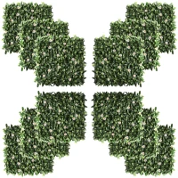 Outsunny 12 stuk kunstplant muurhaag 50 x 50 cm UV-bescherming privacyscherm rododendronbladeren design haagplant voor tuin outdoor decor(m-1)