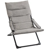 Outsunny klapstoel met verwijderbaar kussen tuinstoel campingstoel ligstoel zitmeubel tuin terras balkon textiel staal grijs 66 B x 94 D x 79 H cm(m-11)