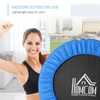 HOMCOM Φ96cm Mini Fitness Trampoline Home Gym Yoga Exercise Rebounder Indoor Outdoor Jumper w/ Safety Pad, Support Up to 100 KG, Blue and Black(m-6)